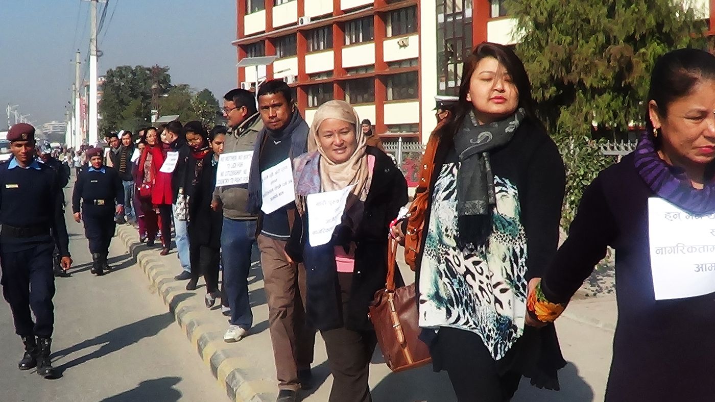 Human Chain demanding citizenship through mother organized in November 2014