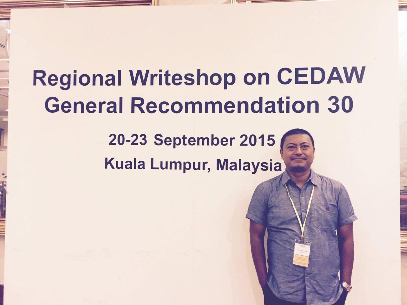 Advocate Sabin Shrestha, Executive Director of FWLD participating in the Regional Writeshop on CEDAW in September 2015