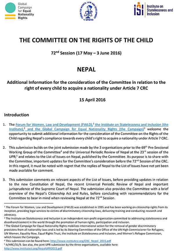 THE COMMITTEE ON THE RIGHTS OF THE CHILD